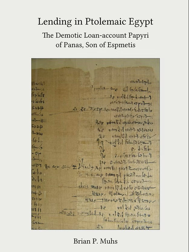 Book cover of 'Lending in Ptolemaic Egypt' with an ancient papyrus text on a white background