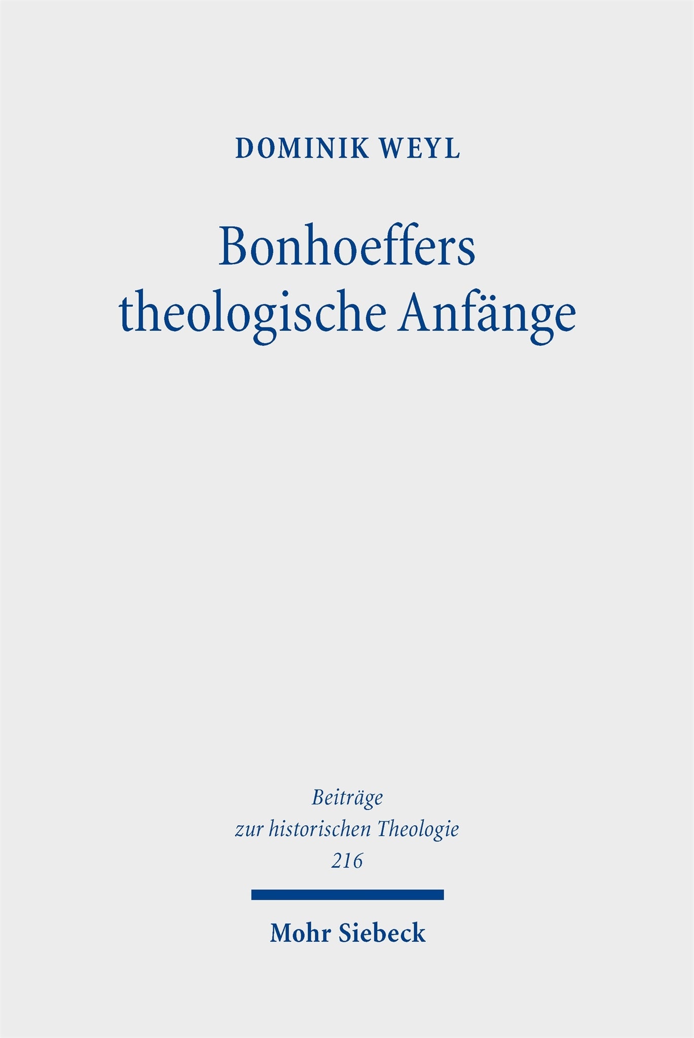 Cover image for Bonhoeffers theologische Anfänge ISBN 9783162001962