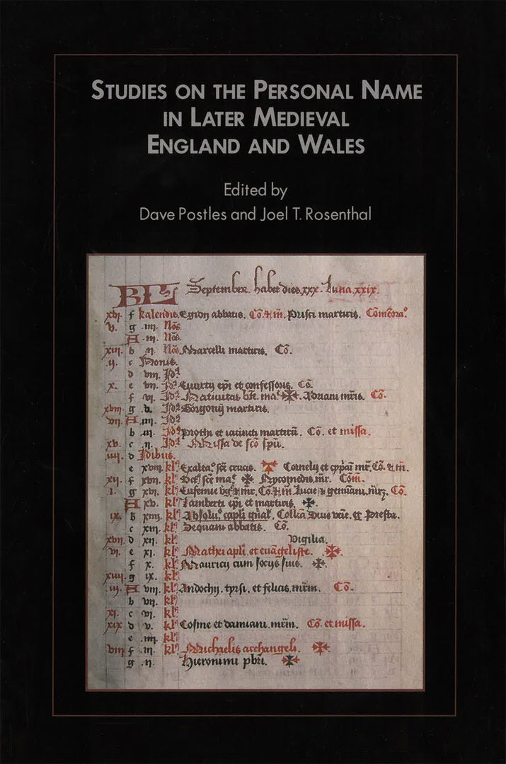 Cover image for Studies on the Personal Name in Later Medieval England and Wales ISBN 9781580440257