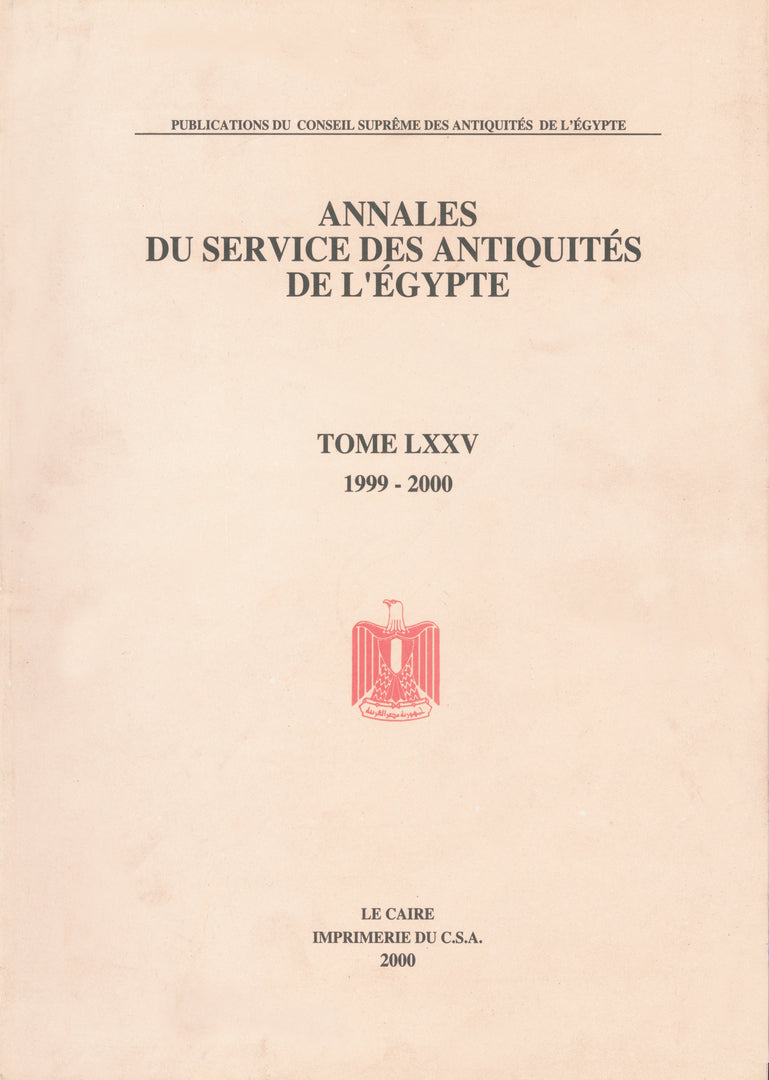 Cover image for Annales du Service des Antiquités de l’Egypte ISBN 9789999007924