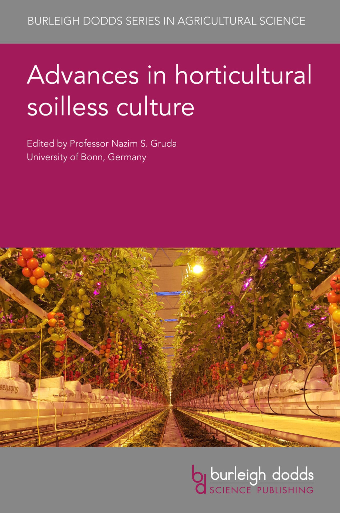 Book cover of 'Advances in Horticultural Soilless Culture' with a purple and gray color scheme.