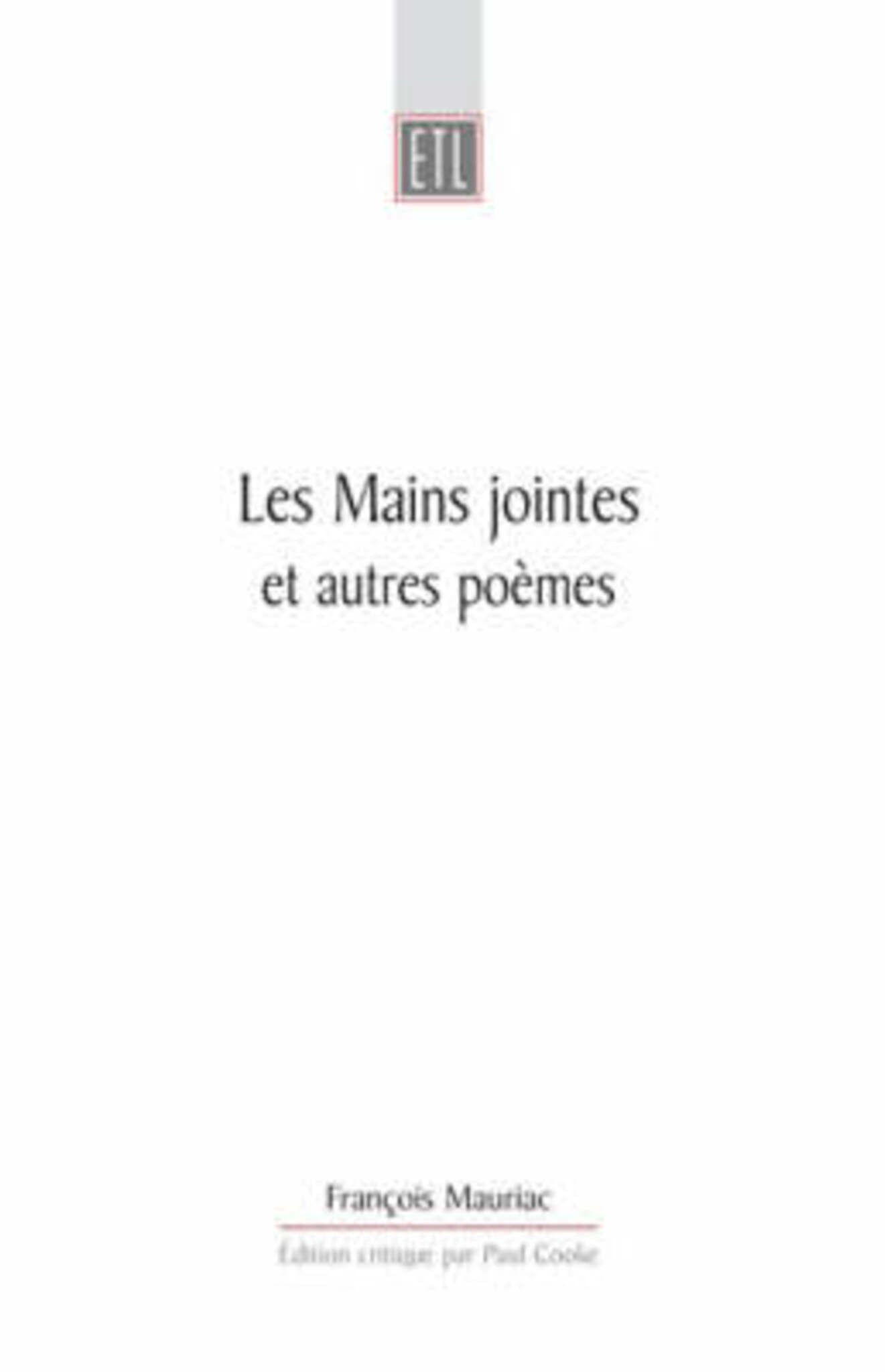 Cover image for Les Mains Jointes Et Autres Poèmes (1905-1923) ISBN 9780859899260