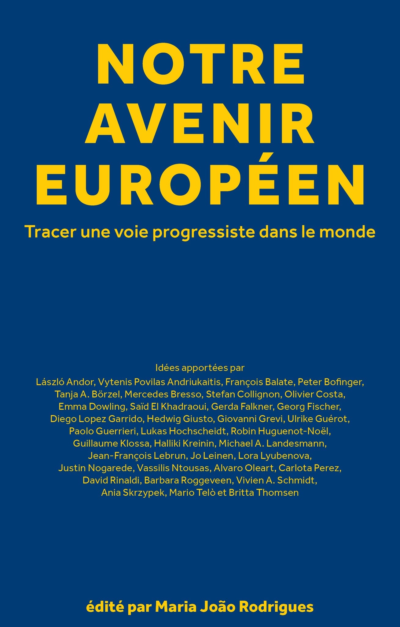 Book cover with blue background and yellow text in French