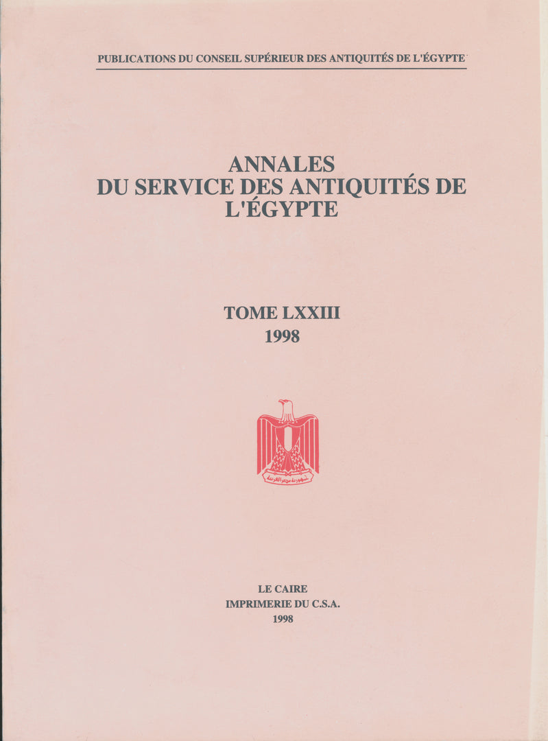Cover image for Annales du Service des Antiquités de l’Egypte ISBN 9789773050603