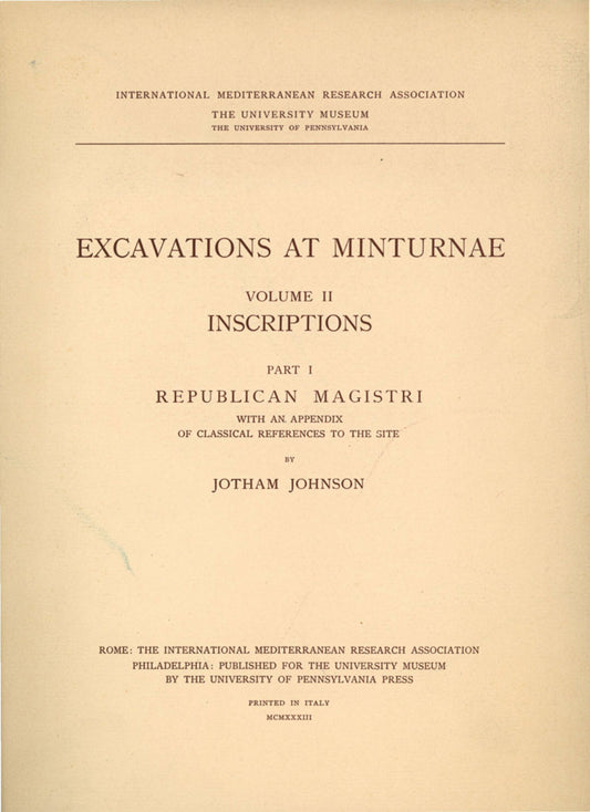 Excavations at Minturnae, II