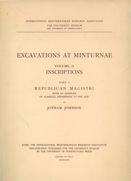 Excavations at Minturnae, II