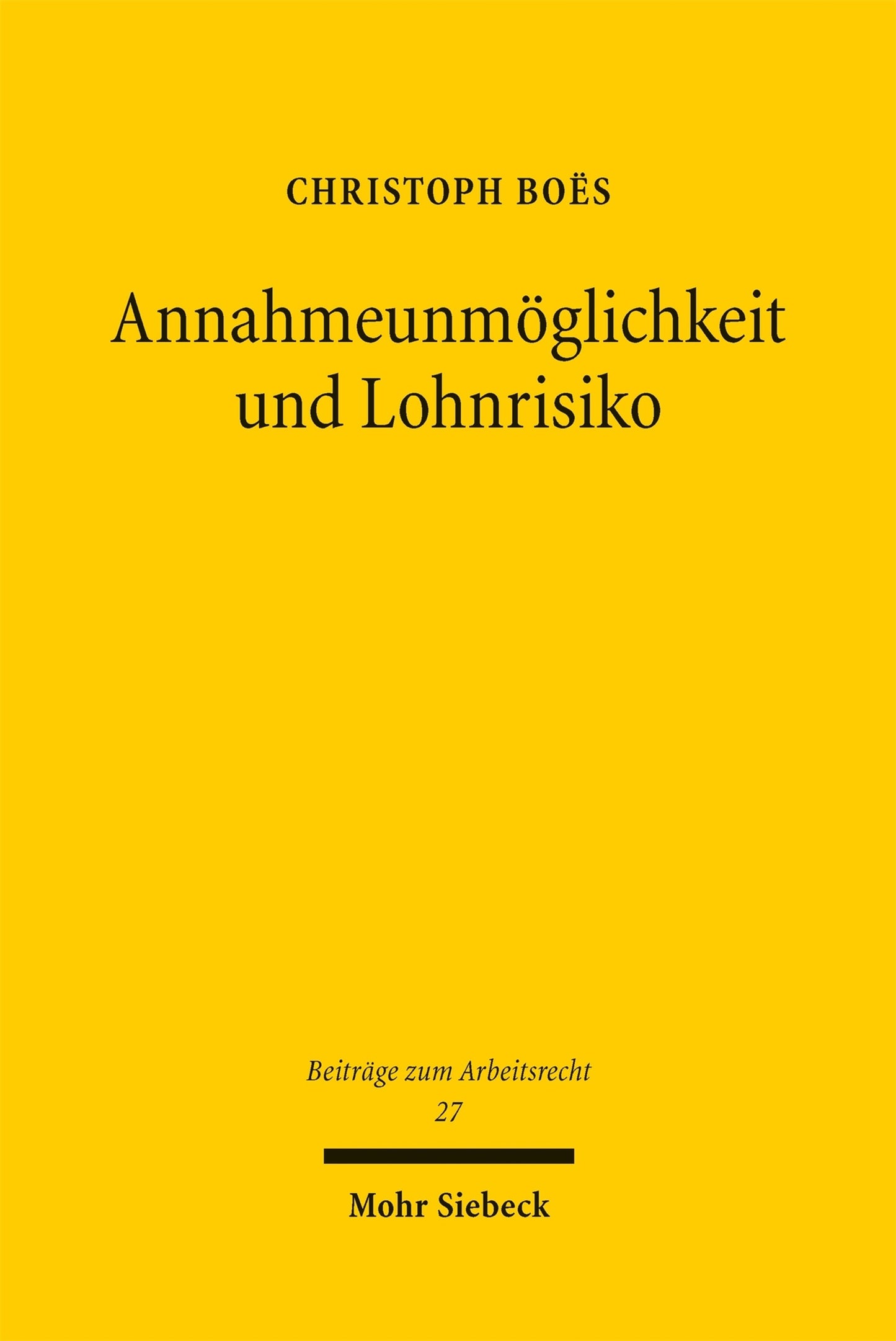 Cover image for Annahmeunmöglichkeit und Lohnrisiko ISBN 9783162002921