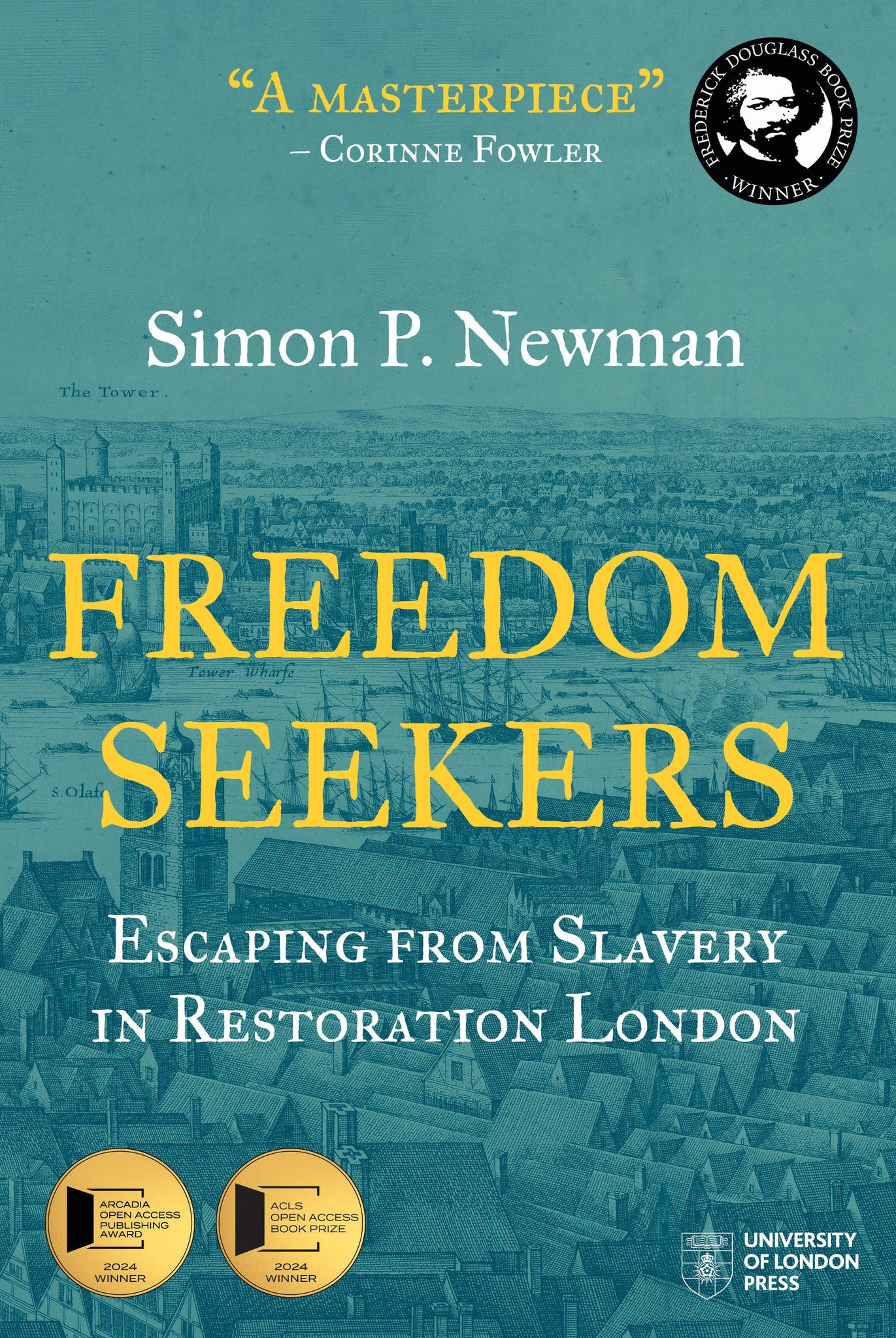 Book cover of 'Freedom Seekers' by Simon P. Newman with a blue background and yellow text.