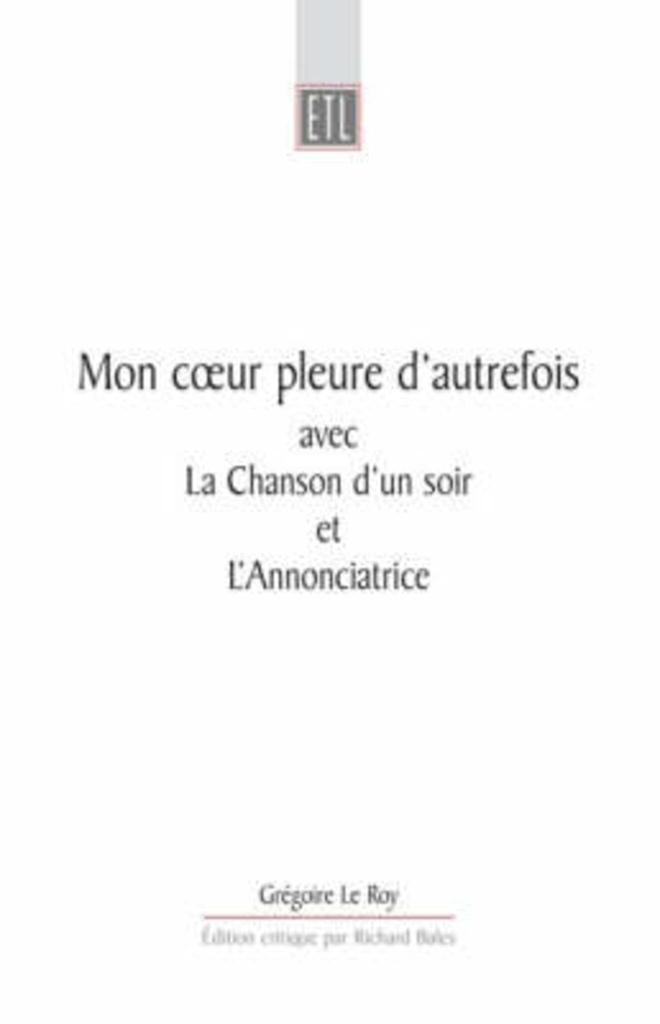 Cover image for Mon Coeur Pleure D'Autrefois ISBN 9780859899345