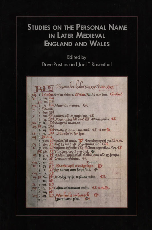 Studies on the Personal Name in Later Medieval England and Wales