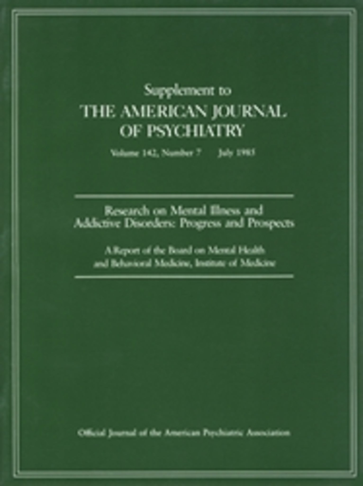 Research on Mental Illness and Addictive Disorders