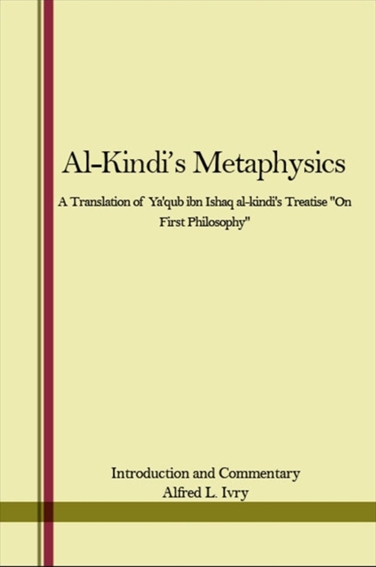 Cover image for Al-Kindi's Metaphysics ISBN 9780873950923