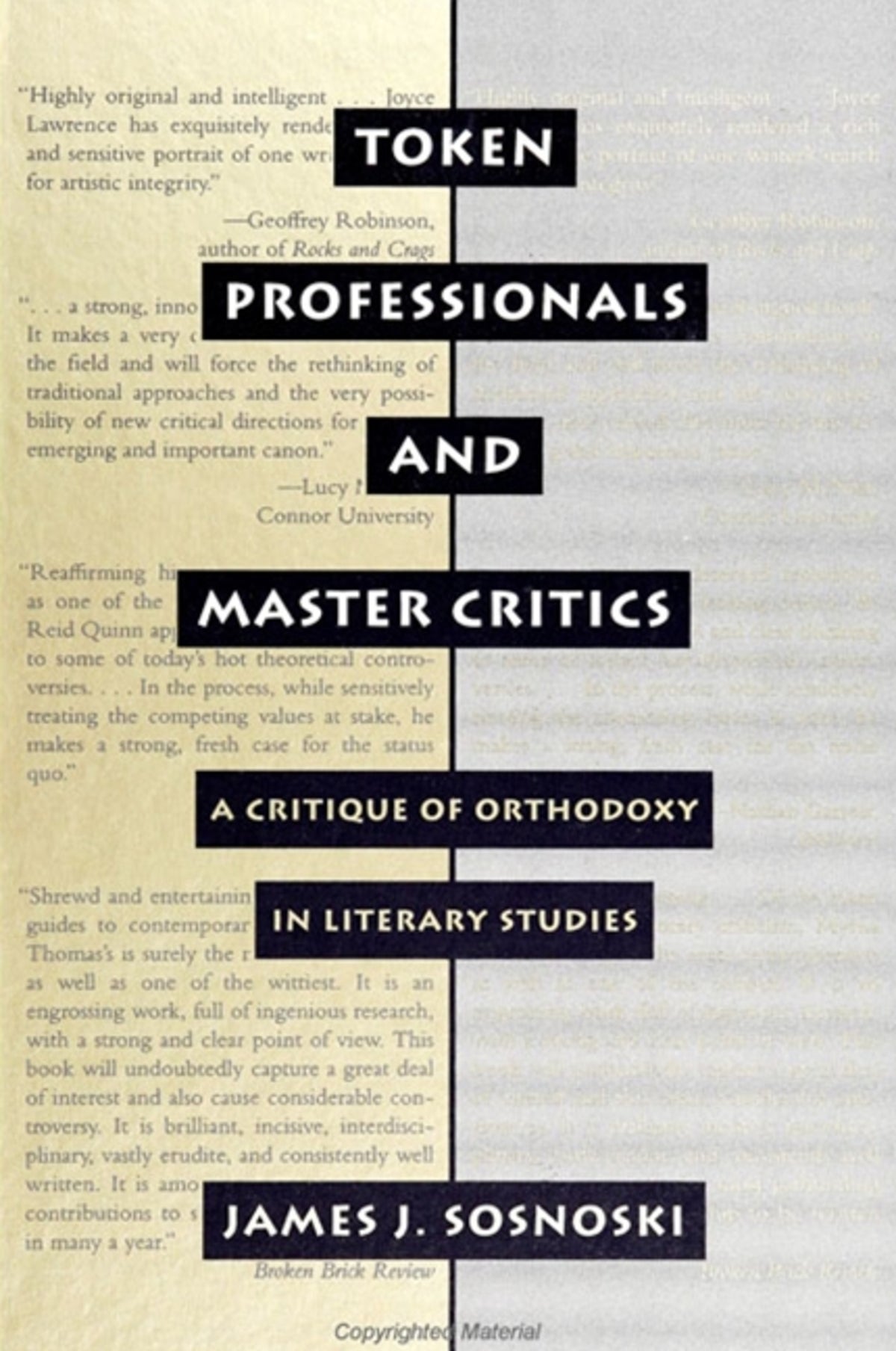 Cover image for Token Professionals and Master Critics ISBN 9780791418109