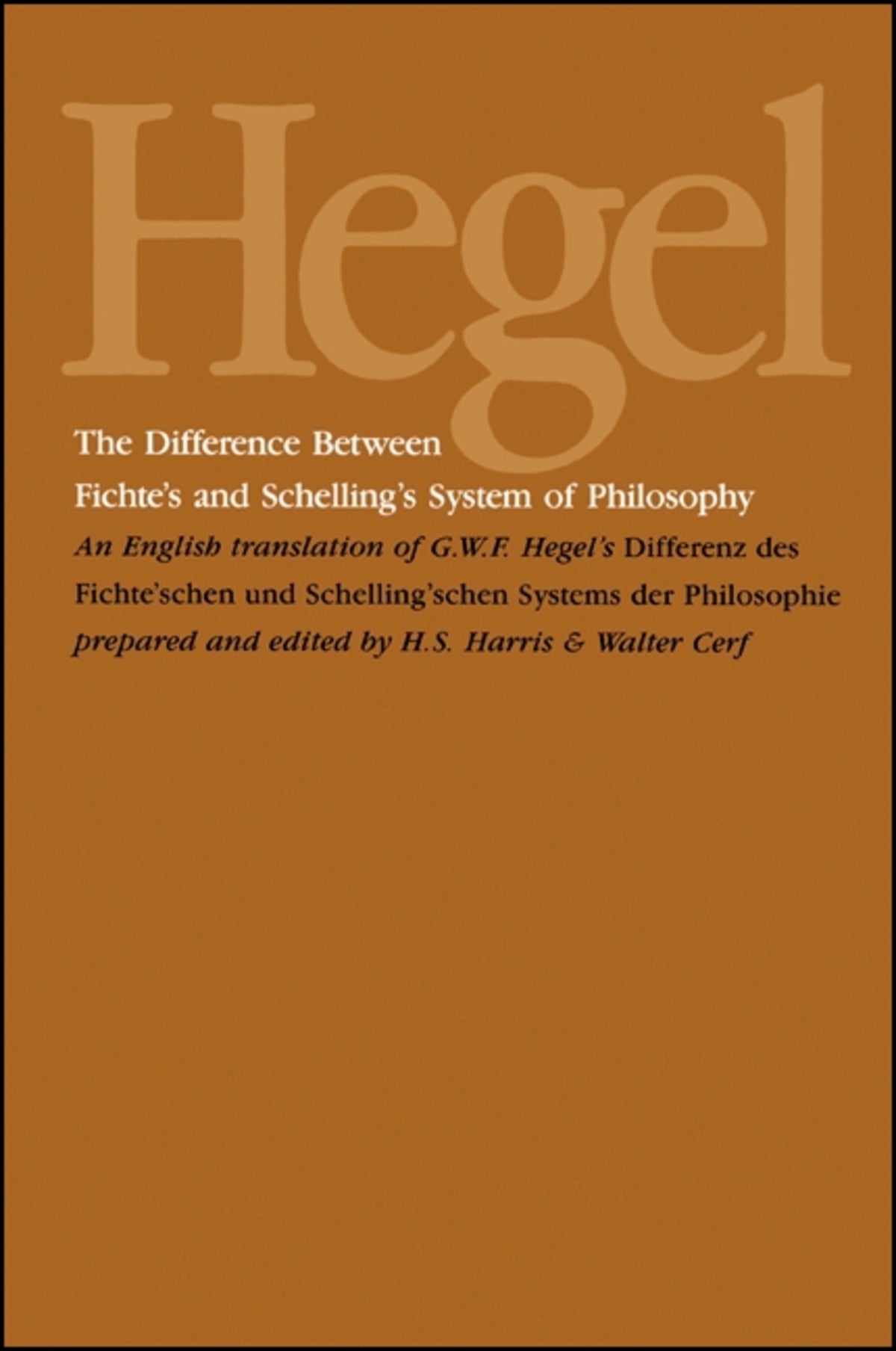 Cover image for The Difference Between Fichte's and Schelling's System of Philosophy ISBN 9780887068270
