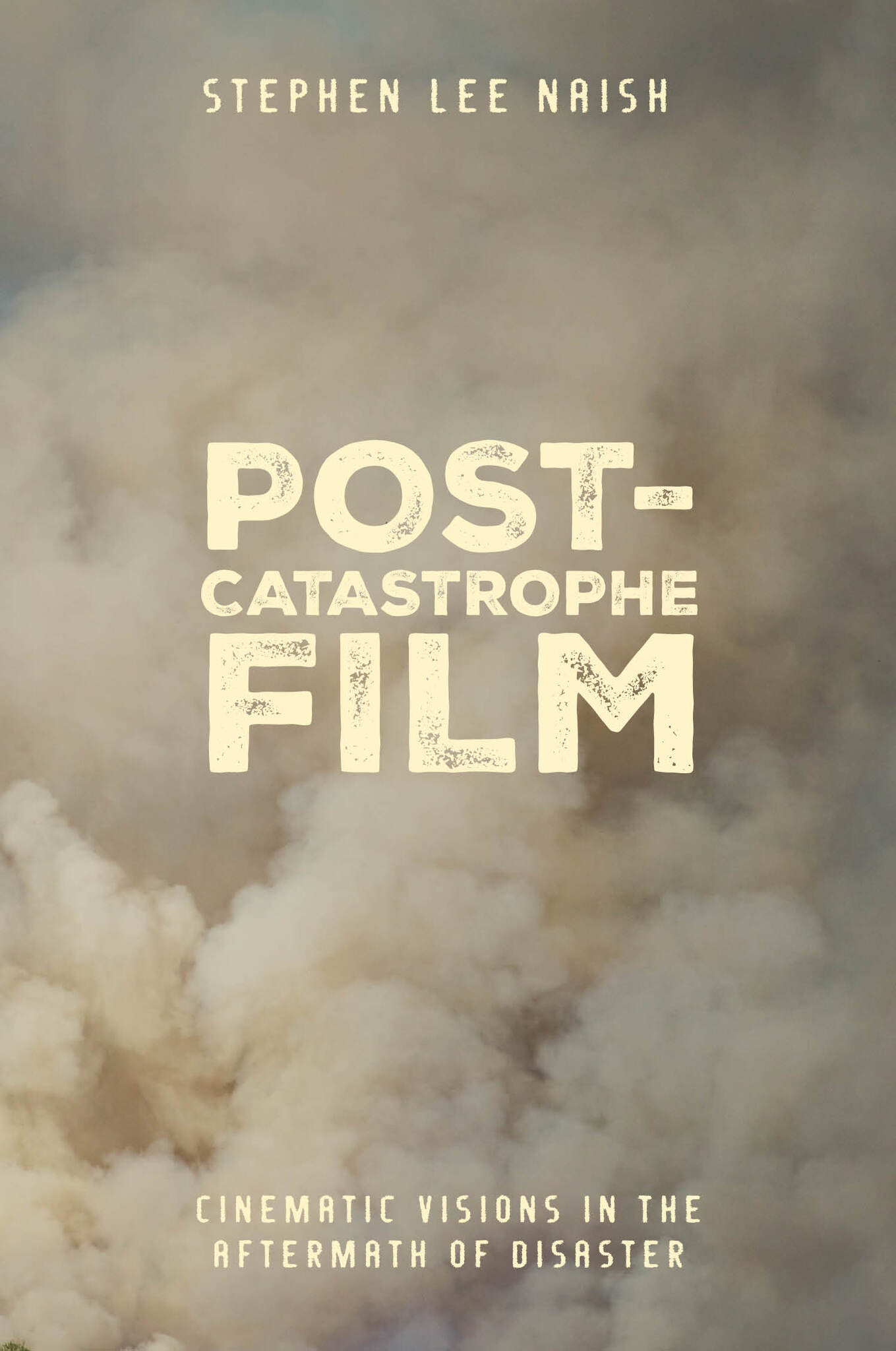 Book cover of 'Post-Catastrophe Film' with a background of smoke or dust.