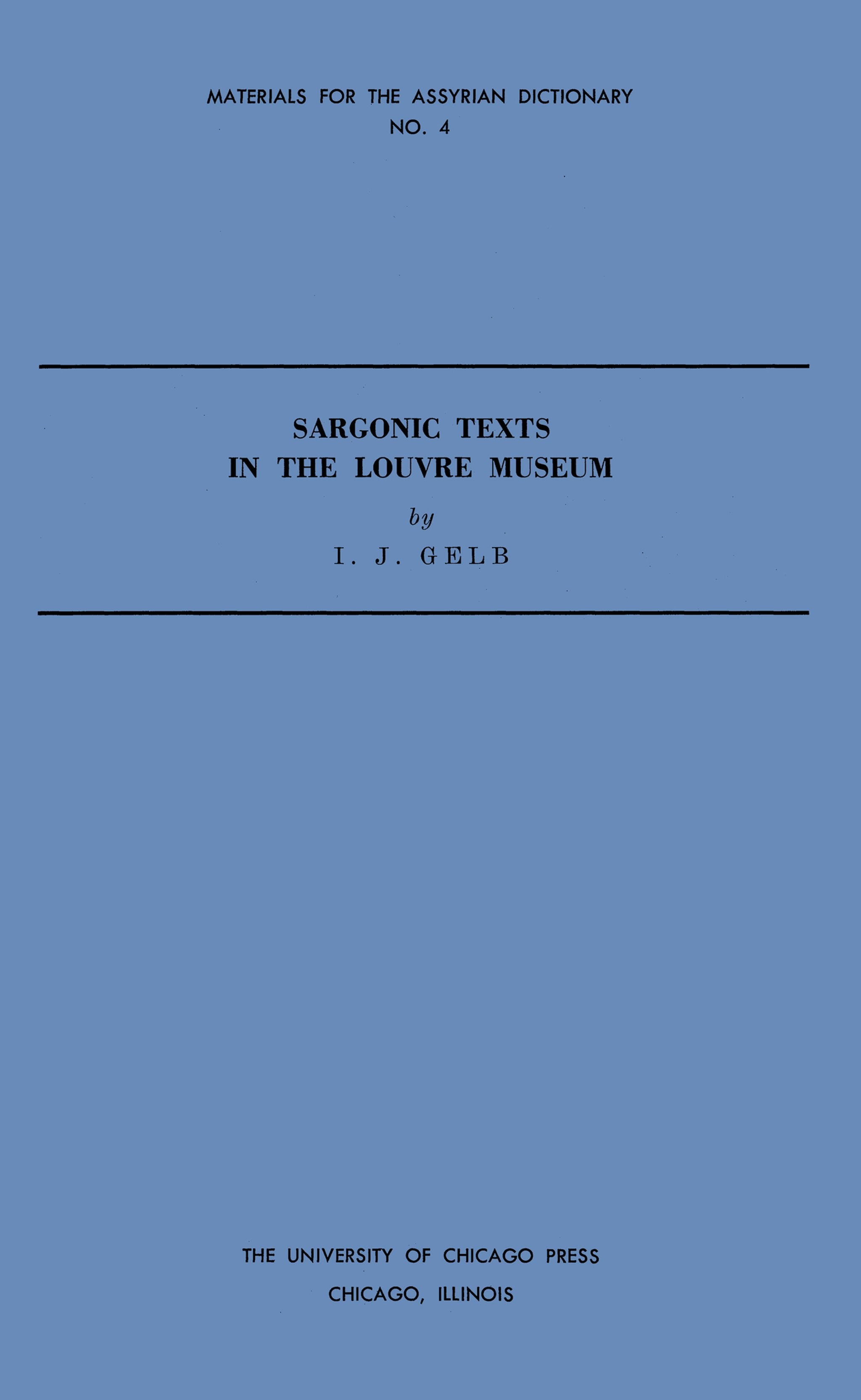 Cover image for Sargonic Texts in the Louvre Museum ISBN 9780226623085