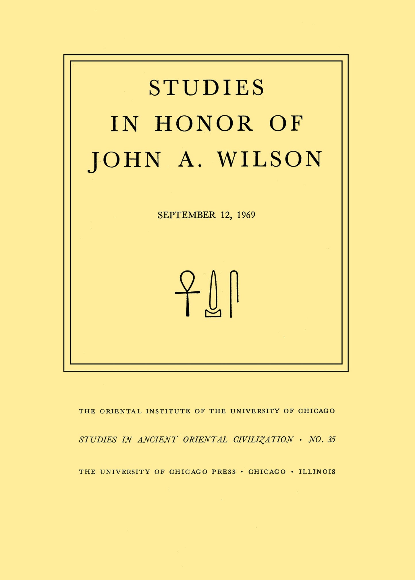 Cover image for Studies in Honor of John A. Wilson ISBN 9780226624082