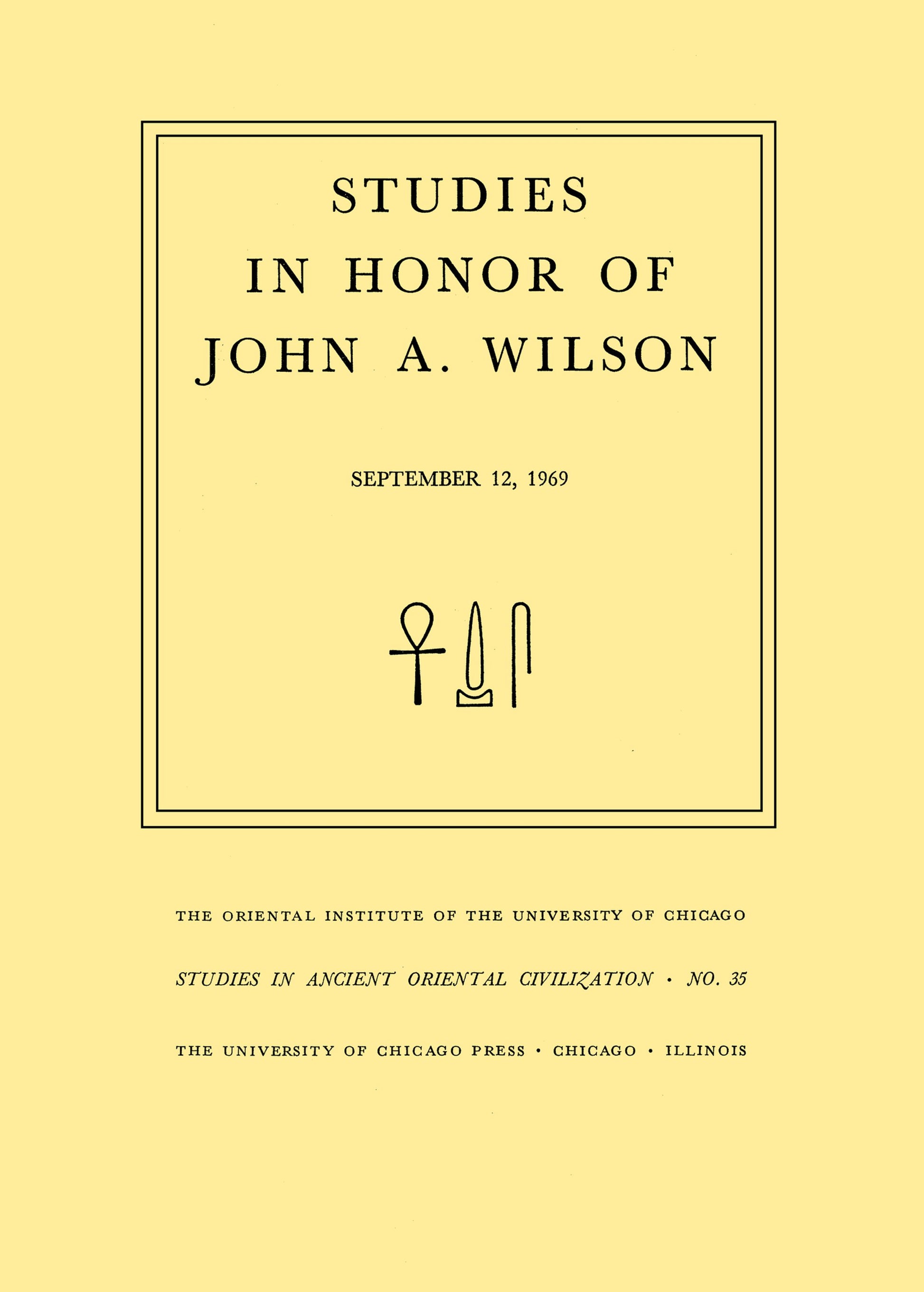 Studies in Honor of John A. Wilson