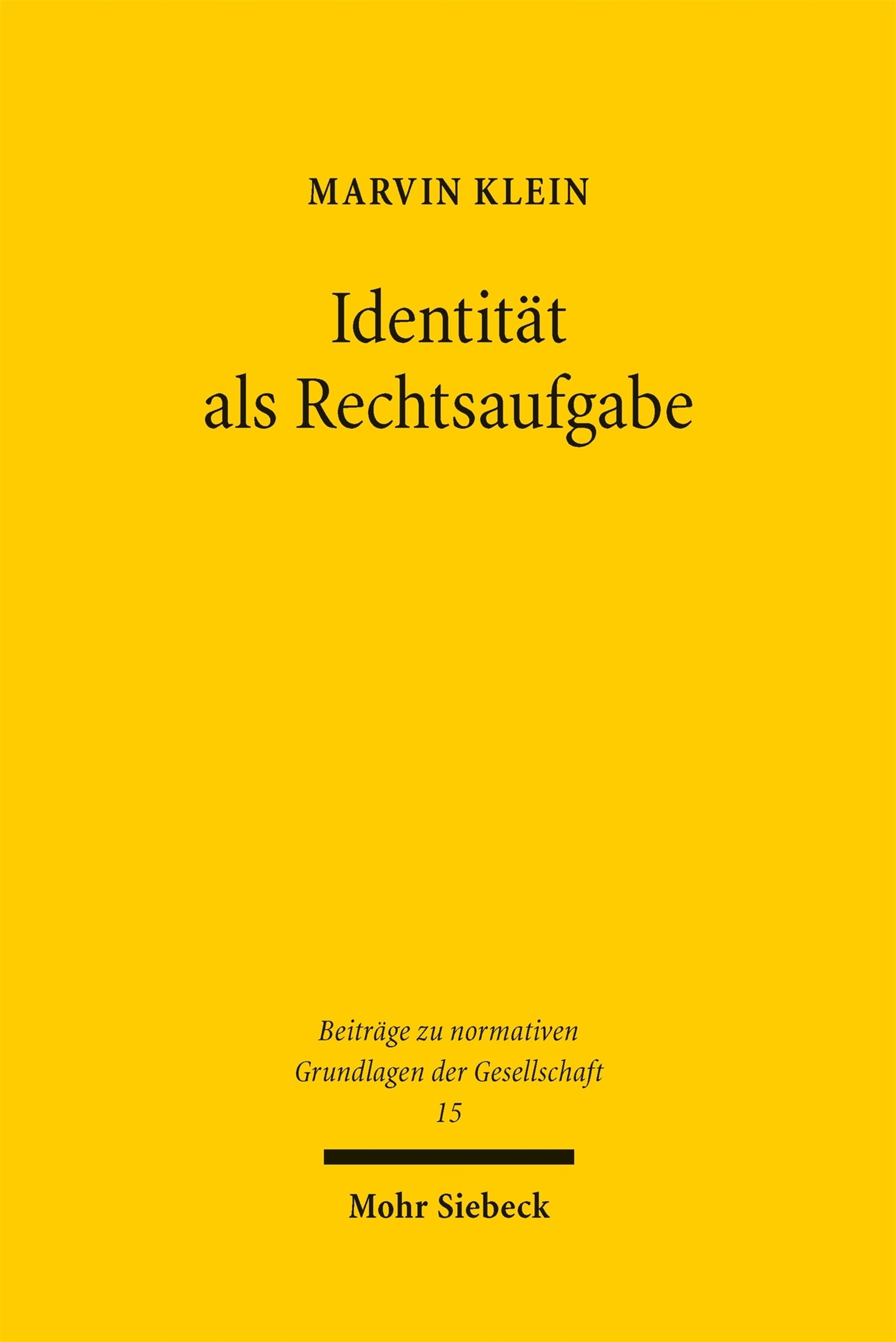Cover image for Identität als Rechtsaufgabe ISBN 9783161646577