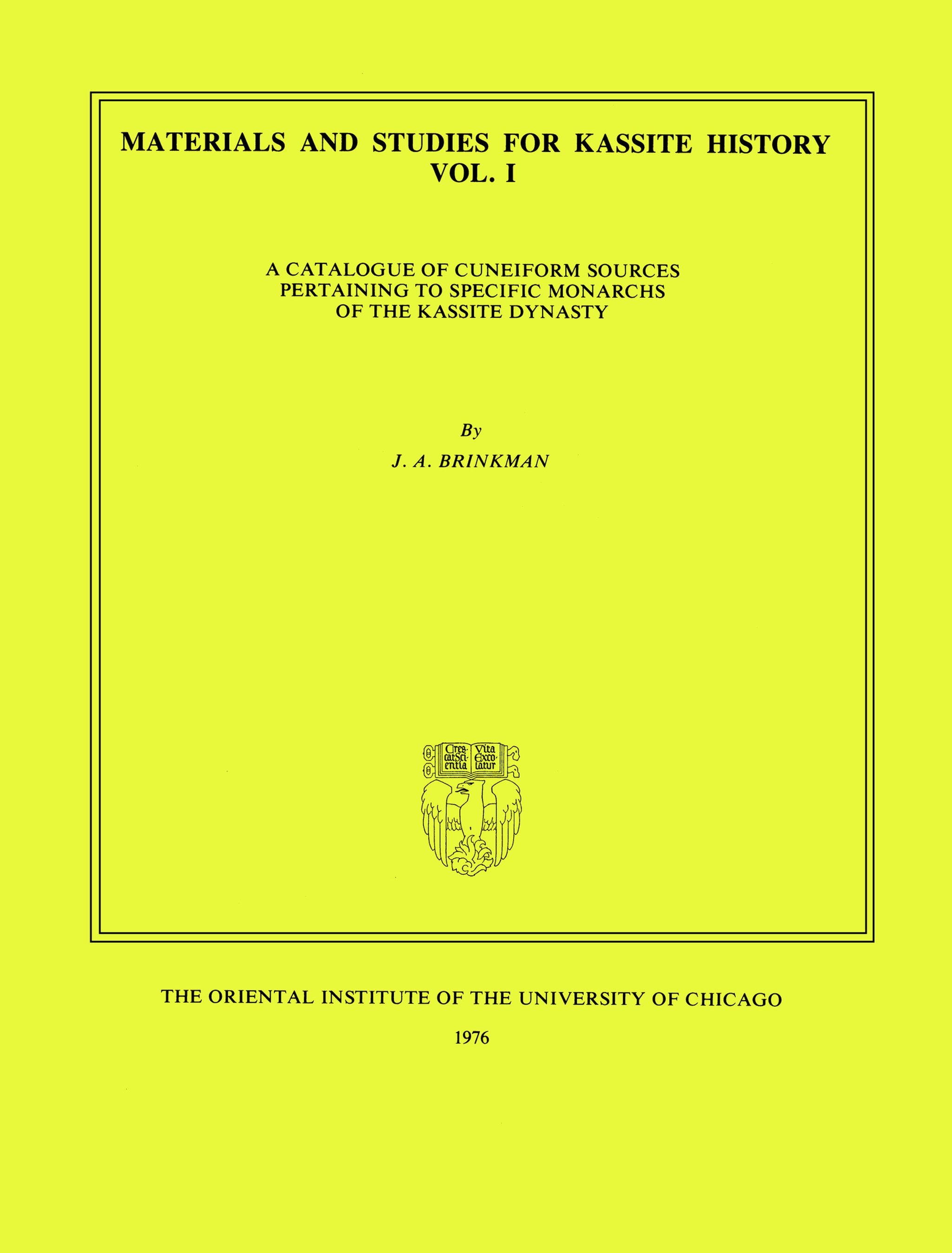 Cover image for Materials and Studies for Kassite History Volume 1 ISBN 9780918986009