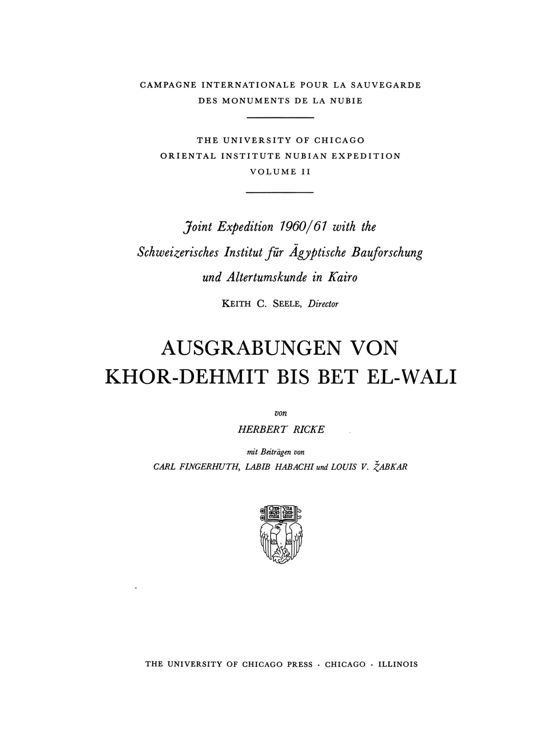 Ausgrabungen von Khor-Dehmit bis Bet El-Wali